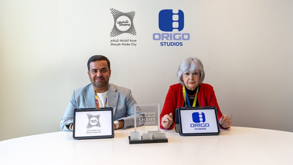 New partnership between Sharjah Media City and Origo Studios backs Shams Production Hub: representatives of Sharjah Media City (Shams) and Origo Studios at the partnership signing